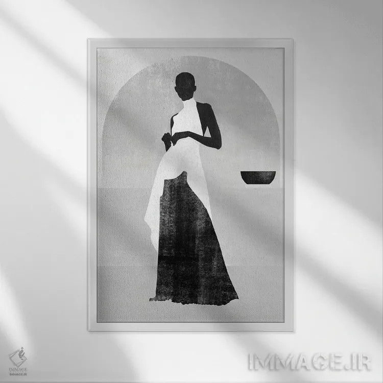 تابلو مینیمال زن سفید و سیاه دو اثر هلو مورائس - نمای قابدار سفید
