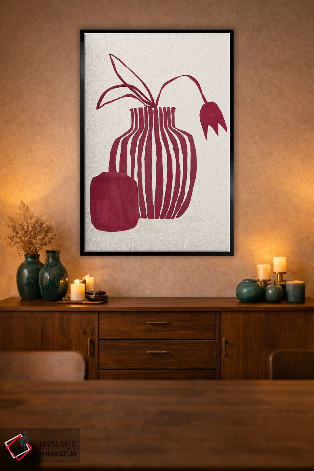 تابلو مینیمال لاله سرخابی انتزاعی دو اثر هلو مورائس - D2B