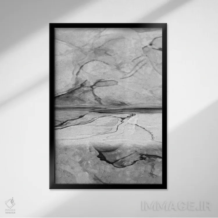 تابلو دکوراتیو مرمر انتزاعی سه اثر هلو مورائس - نمای قابدار مشکی