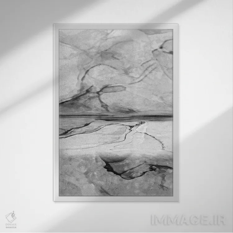 تابلو دکوراتیو مرمر انتزاعی سه اثر هلو مورائس - نمای قابدار سفید
