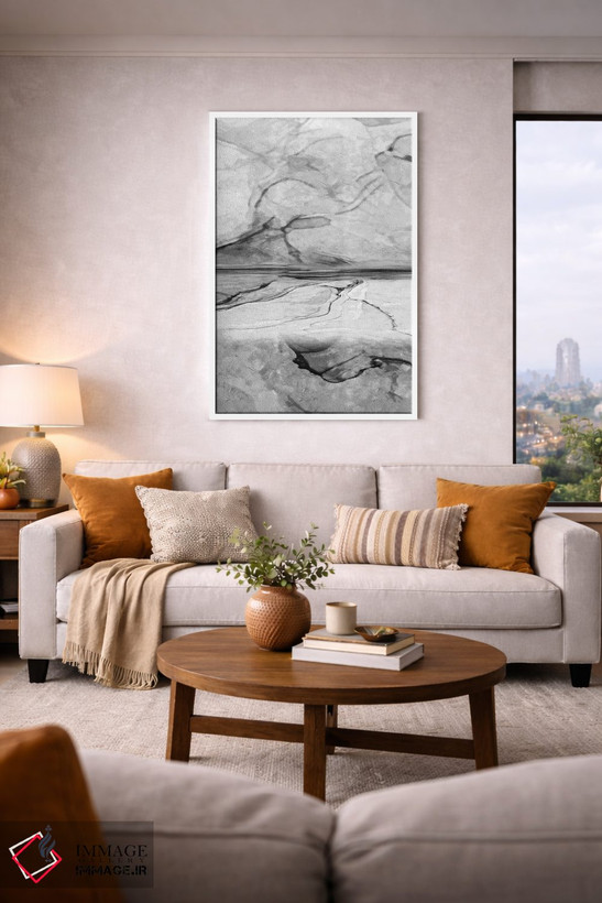تابلو دکوراتیو مرمر انتزاعی سه اثر هلو مورائس - D3W