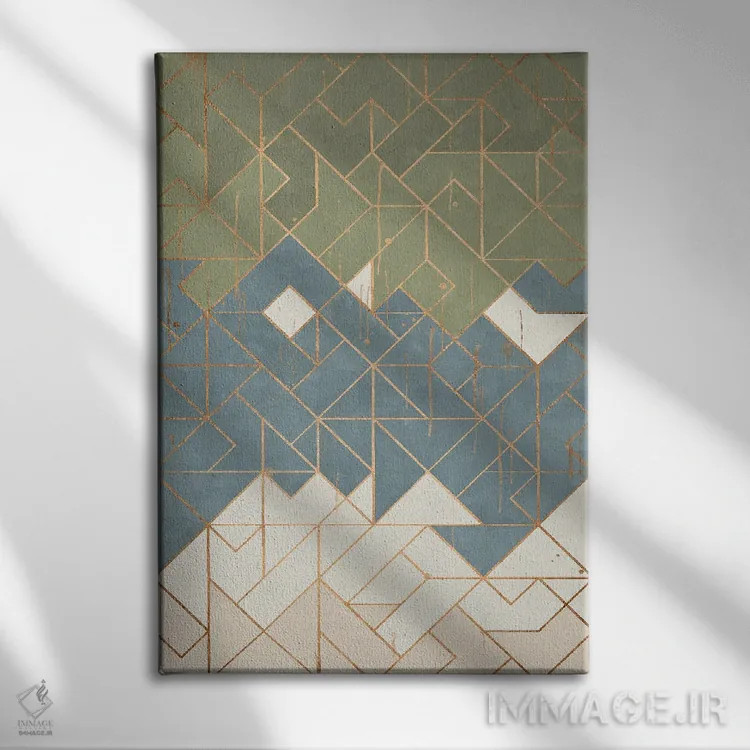 تابلو انتزاعی هندسی دو اثر هلو مورائس - نمای روبهرو روی دیوار