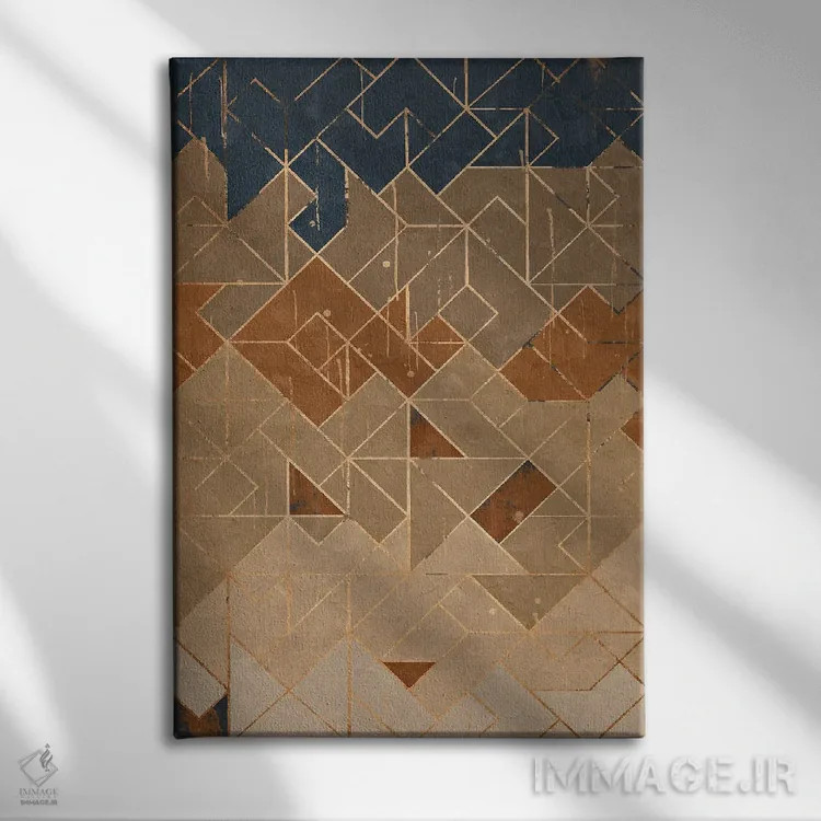 تابلو انتزاعی هندسی سه اثر هلو مورائس - نمای روبهرو روی دیوار