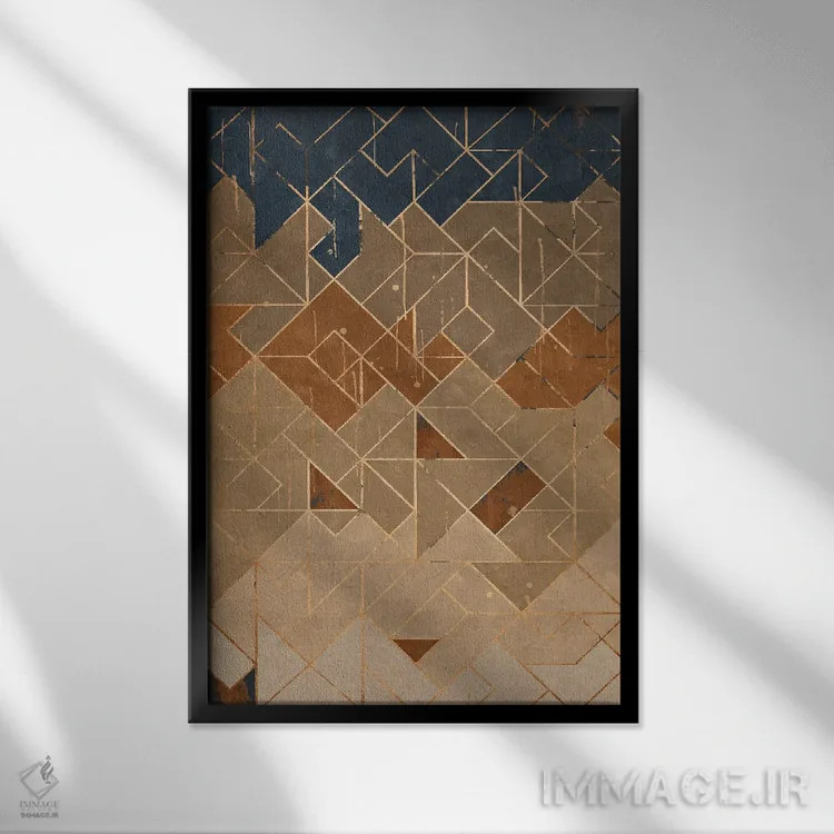 تابلو انتزاعی هندسی سه اثر هلو مورائس - نمای قابدار مشکی