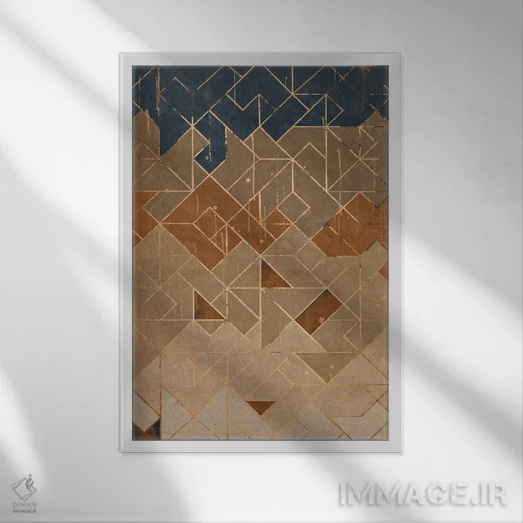تابلو انتزاعی هندسی سه اثر هلو مورائس - نمای قابدار سفید