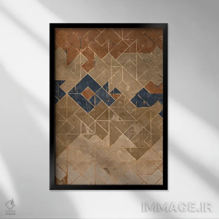 تابلو انتزاعی هندسی چهار اثر هلو مورائس - نمای قابدار مشکی