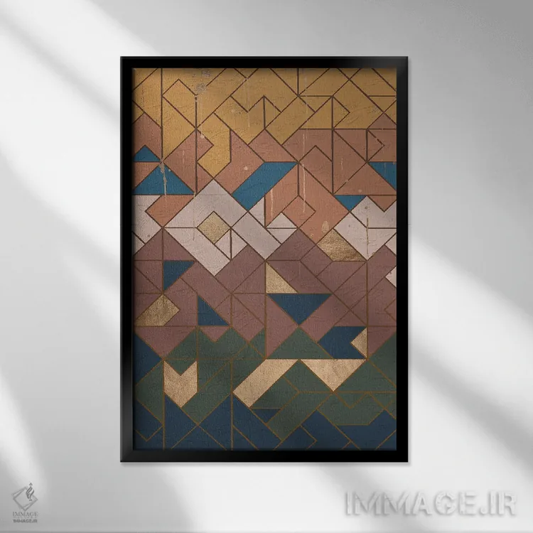 تابلو انتزاعی هندسی نه اثر هلو مورائس - نمای قابدار مشکی