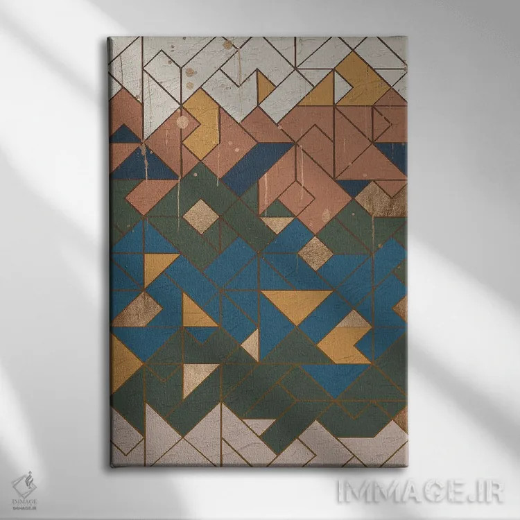تابلو انتزاعی هندسی ده اثر هلو مورائس - نمای روبهرو روی دیوار