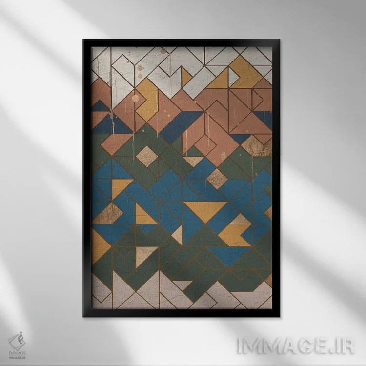 تابلو انتزاعی هندسی ده اثر هلو مورائس - نمای قابدار مشکی