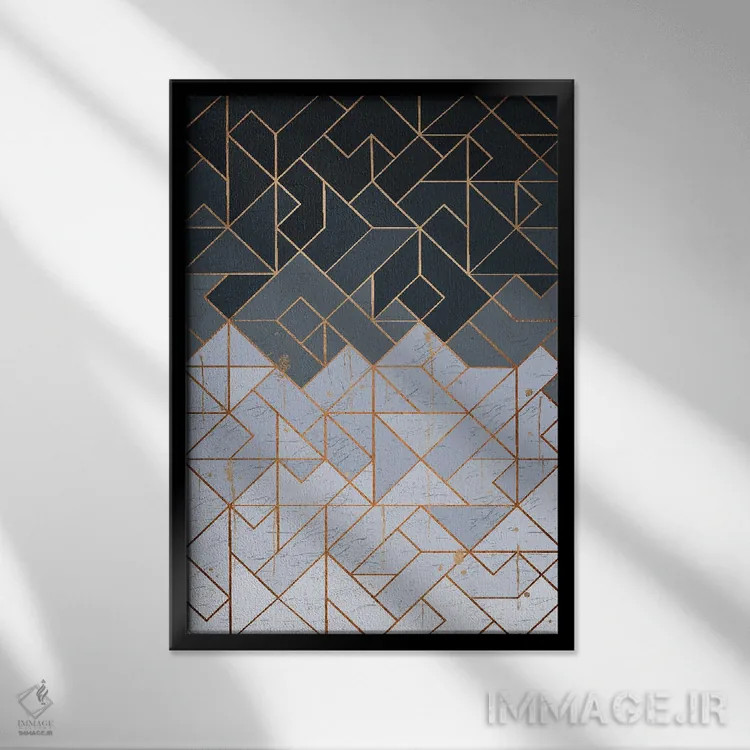 تابلو انتزاعی هندسی یازده اثر هلو مورائس - نمای قابدار مشکی