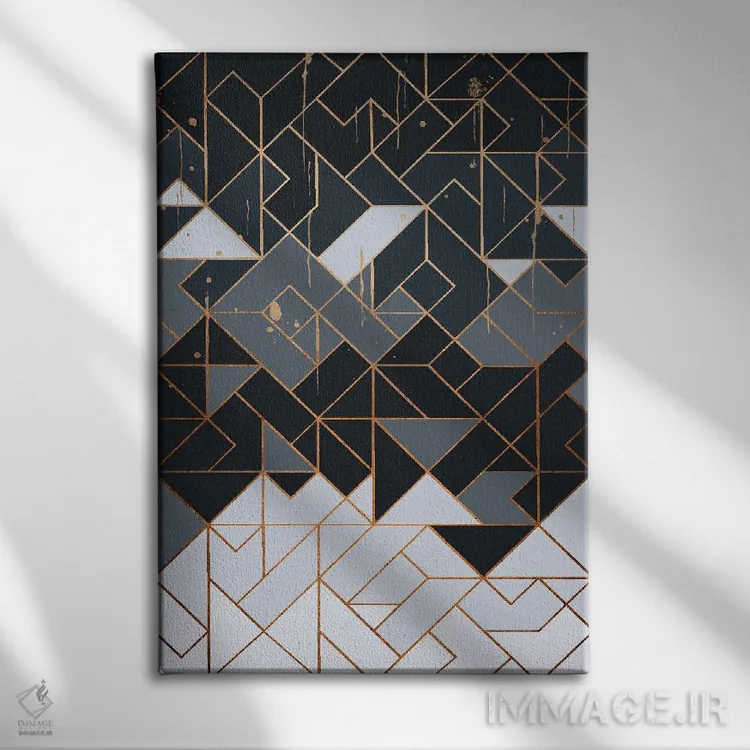 تابلو انتزاعی هندسی دوازده اثر هلو مورائس - نمای روبهرو روی دیوار