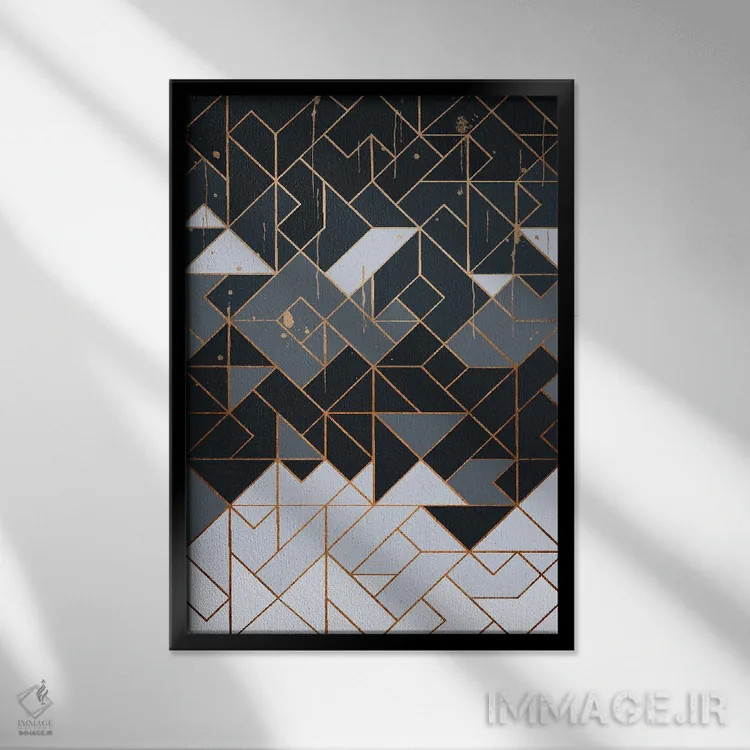 تابلو انتزاعی هندسی دوازده اثر هلو مورائس - نمای قابدار مشکی