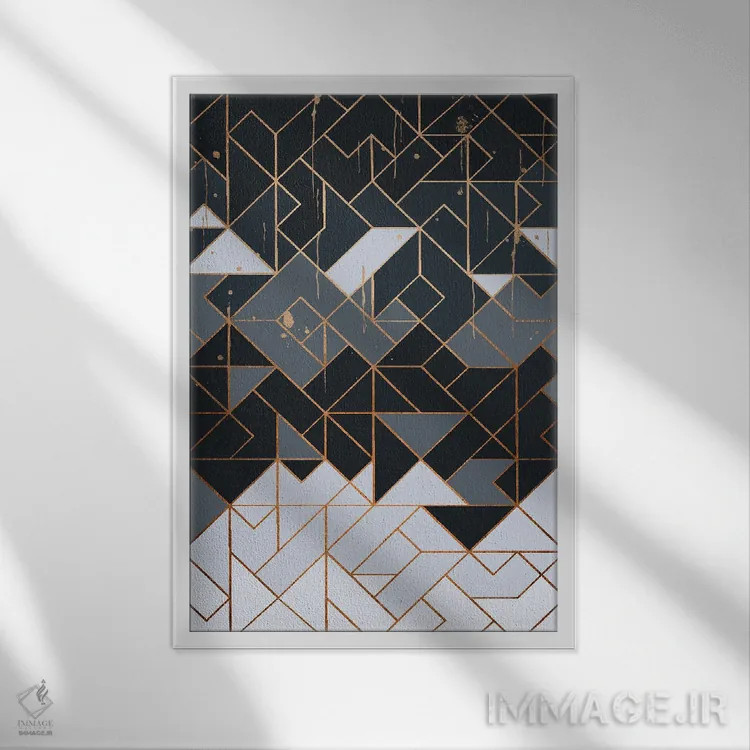 تابلو انتزاعی هندسی دوازده اثر هلو مورائس - نمای قابدار سفید