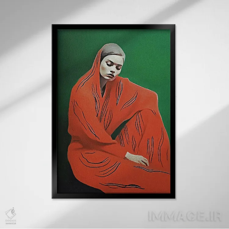 تابلو دکوراتیو او در حال فکر کردن است III اثر هلو مورائس - نمای قابدار مشکی