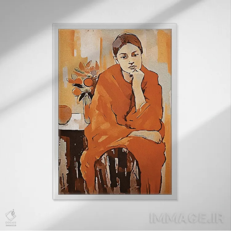 تابلو دکوراتیو او در حال فکر کردن است VI اثر هلو مورائس - نمای قابدار سفید