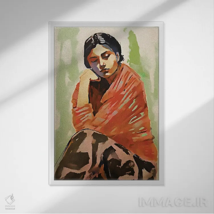 تابلو دکوراتیو او در حال فکر کردن است VII اثر هلو مورائس - نمای قابدار سفید
