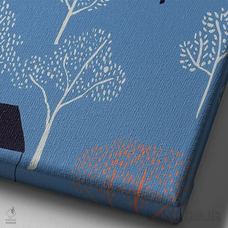 تابلو مدرن طرح خانه آبی اثر هانا بایزنگ - نمای نزدیک بافت بوم