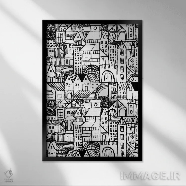 تابلو مینیمال مجموعه کنجکاوی اثر هانا بایزنگ - نمای قابدار مشکی
