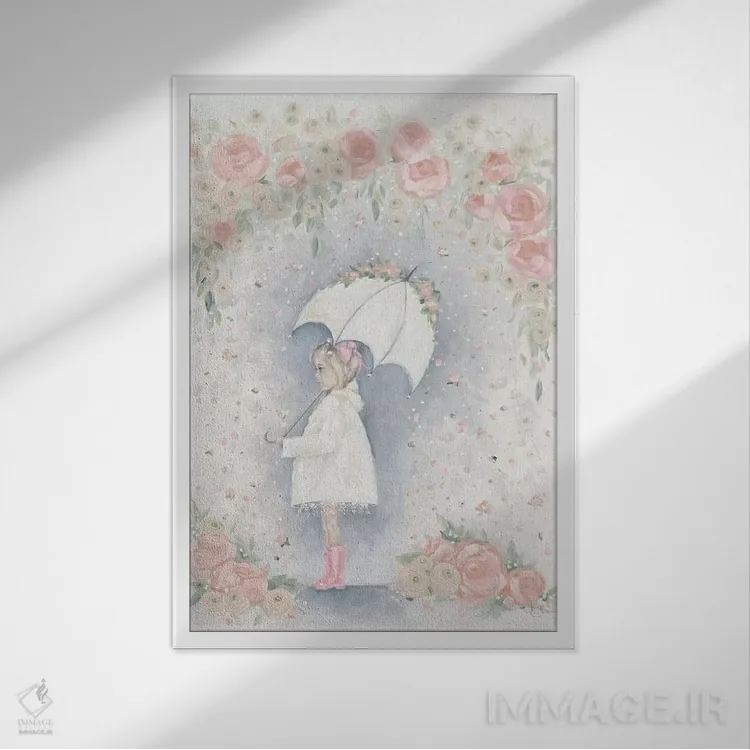 تابلو دکوراتیو جورجیا در باران اثر هولی هکس آرت - نمای قابدار سفید