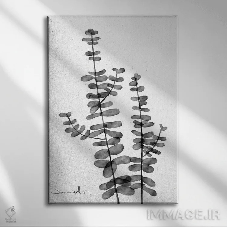 تابلو مینیمال دلار نقره ای اثر دن هابدی - نمای روبهرو روی دیوار