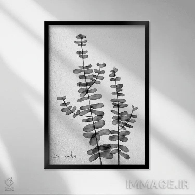 تابلو مینیمال دلار نقره ای اثر دن هابدی - نمای قابدار مشکی