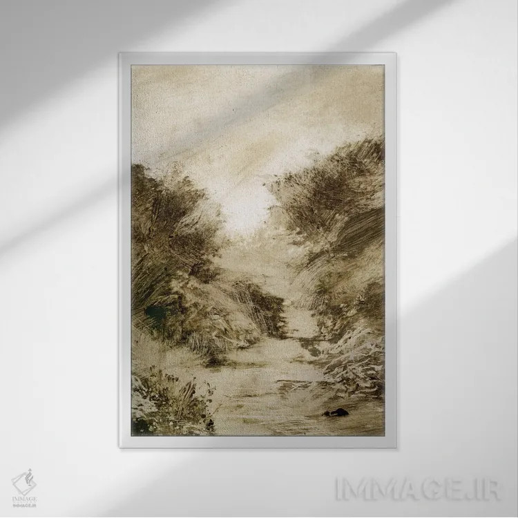 تابلو انتزاعی منظره جنگلی اثر دن هابدی - نمای قابدار سفید