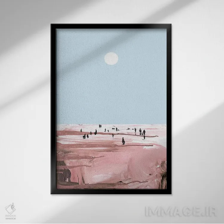 تابلو مینیمال ساحل رز اثر دن هابدی - نمای قابدار مشکی