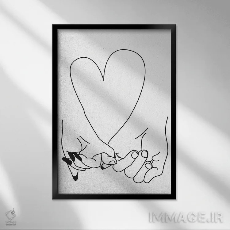تابلو مینیمال Him & Her,قول انگشتی، او و او اثر هانی مون هتل - نمای قابدار مشکی