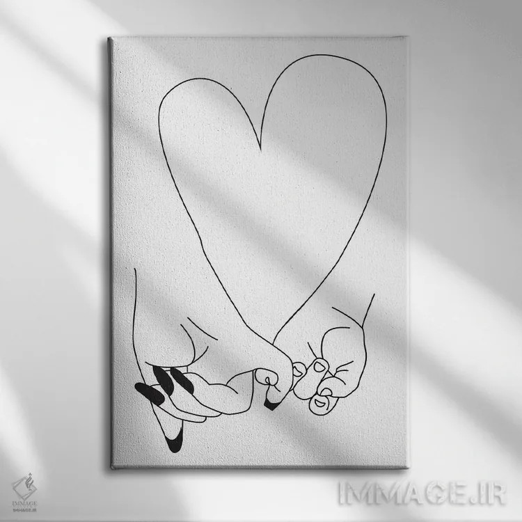 تابلو مینیمال Mother & Baby,قول انگشتی، مادر و کودک اثر هانی مون هتل - نمای روبهرو روی دیوار