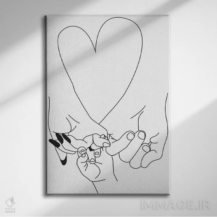 تابلو مینیمال Parent's Pinky Promise,قول انگشتی والباور اثر هانی مون هتل - نمای روبهرو روی دیوار
