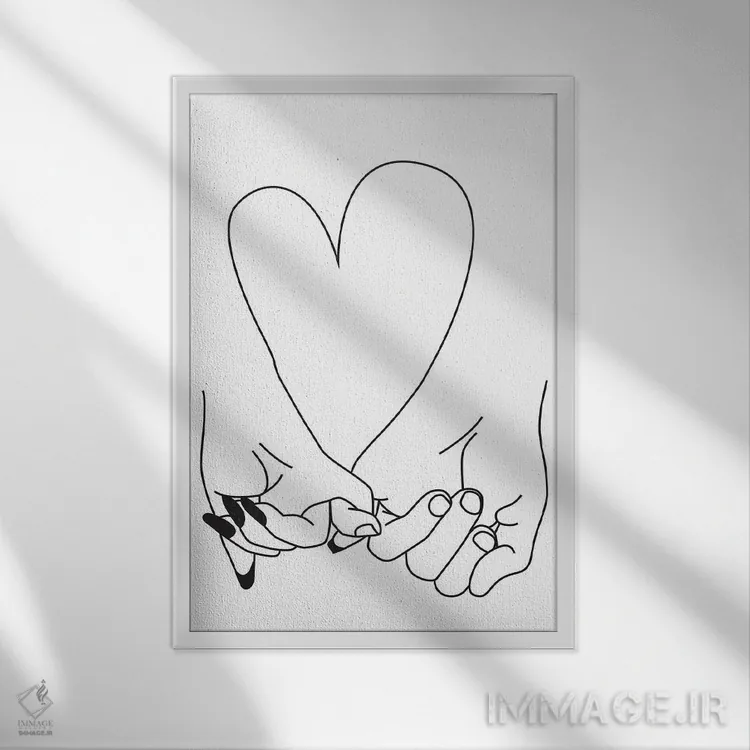 تابلو مینیمال Him & Her,قول انگشتی، او و او اثر هانی مون هتل - نمای قابدار سفید