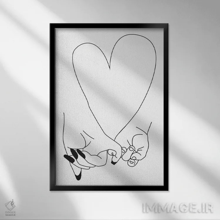 تابلو مینیمال Mother & Baby,قول انگشتی، مادر و کودک اثر هانی مون هتل - نمای قابدار مشکی