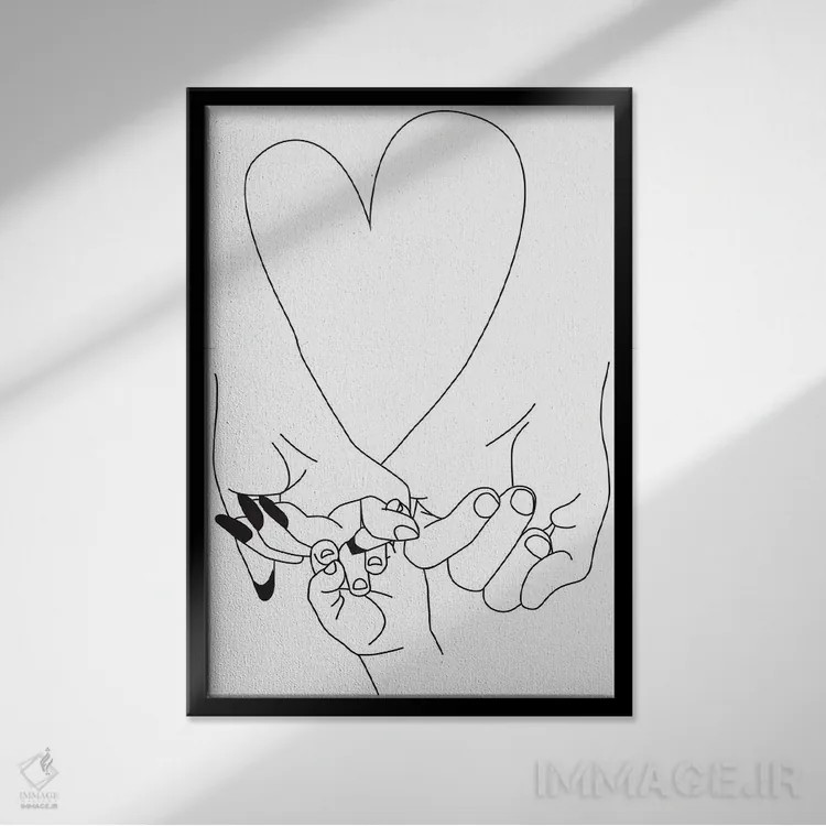 تابلو مینیمال Parent's Pinky Promise,قول انگشتی والباور اثر هانی مون هتل - نمای قابدار مشکی