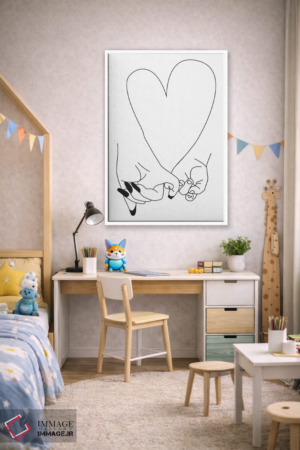 تابلو مینیمال Mother & Baby,قول انگشتی، مادر و کودک اثر هانی مون هتل - D2W