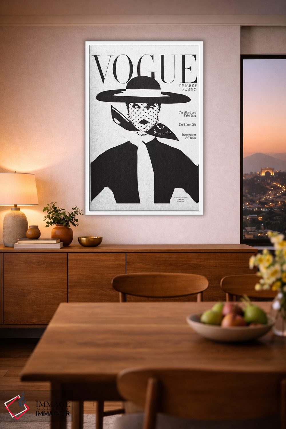 تابلو دکوراتیو Black And White Fashion Print,جلد قدیمی ووگ، چاپ مد سیاه و… اثر هانی مون هتل - D1W