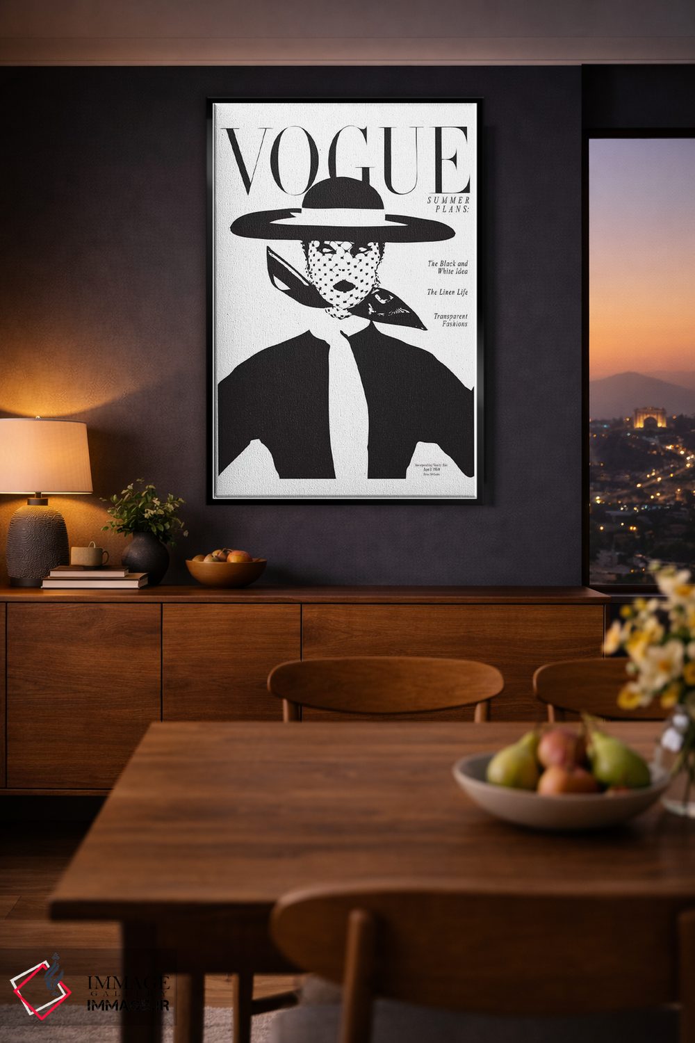 تابلو دکوراتیو Black And White Fashion Print,جلد قدیمی ووگ، چاپ مد سیاه و… اثر هانی مون هتل - D2B