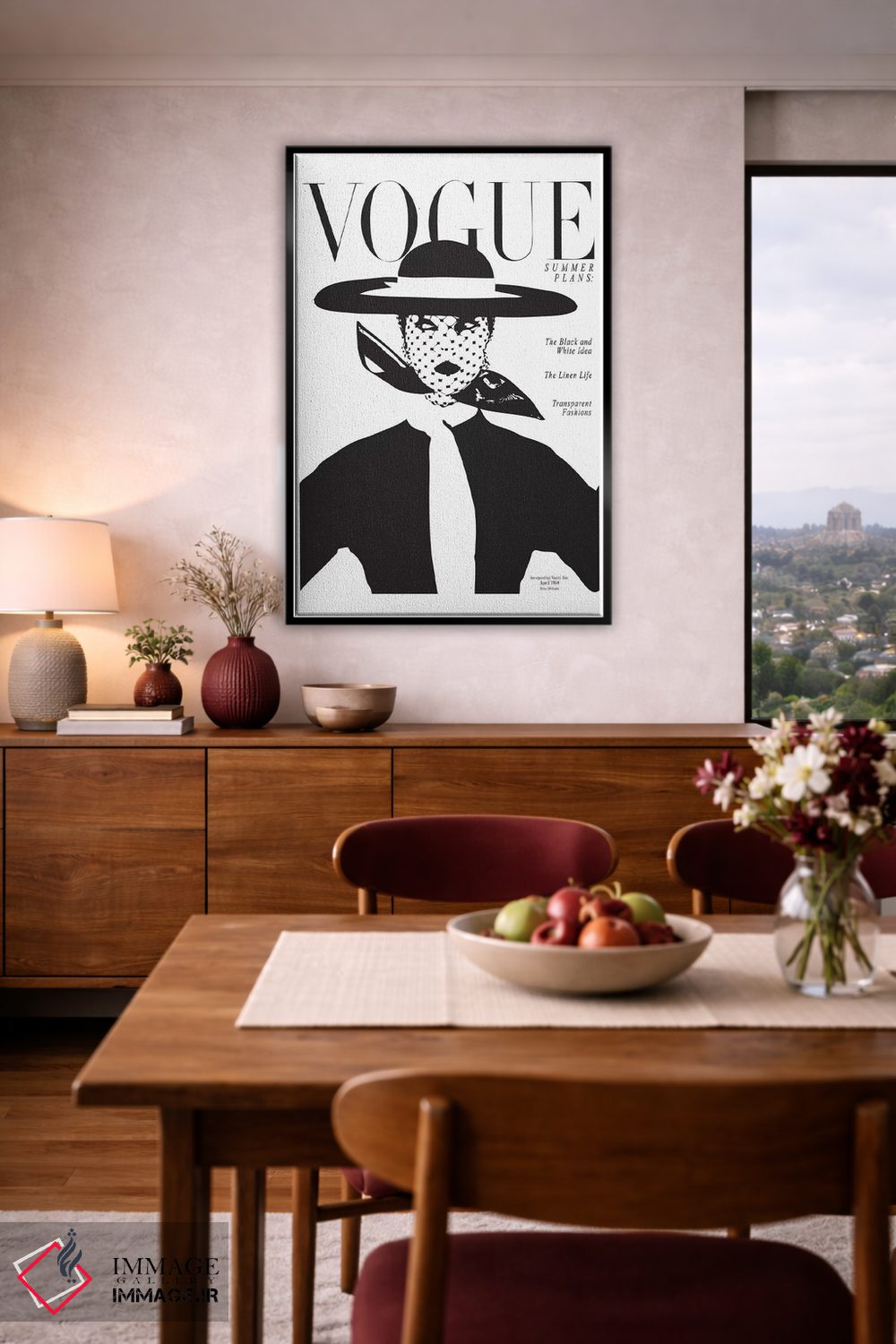 تابلو دکوراتیو Black And White Fashion Print,جلد قدیمی ووگ، چاپ مد سیاه و… اثر هانی مون هتل - D3B