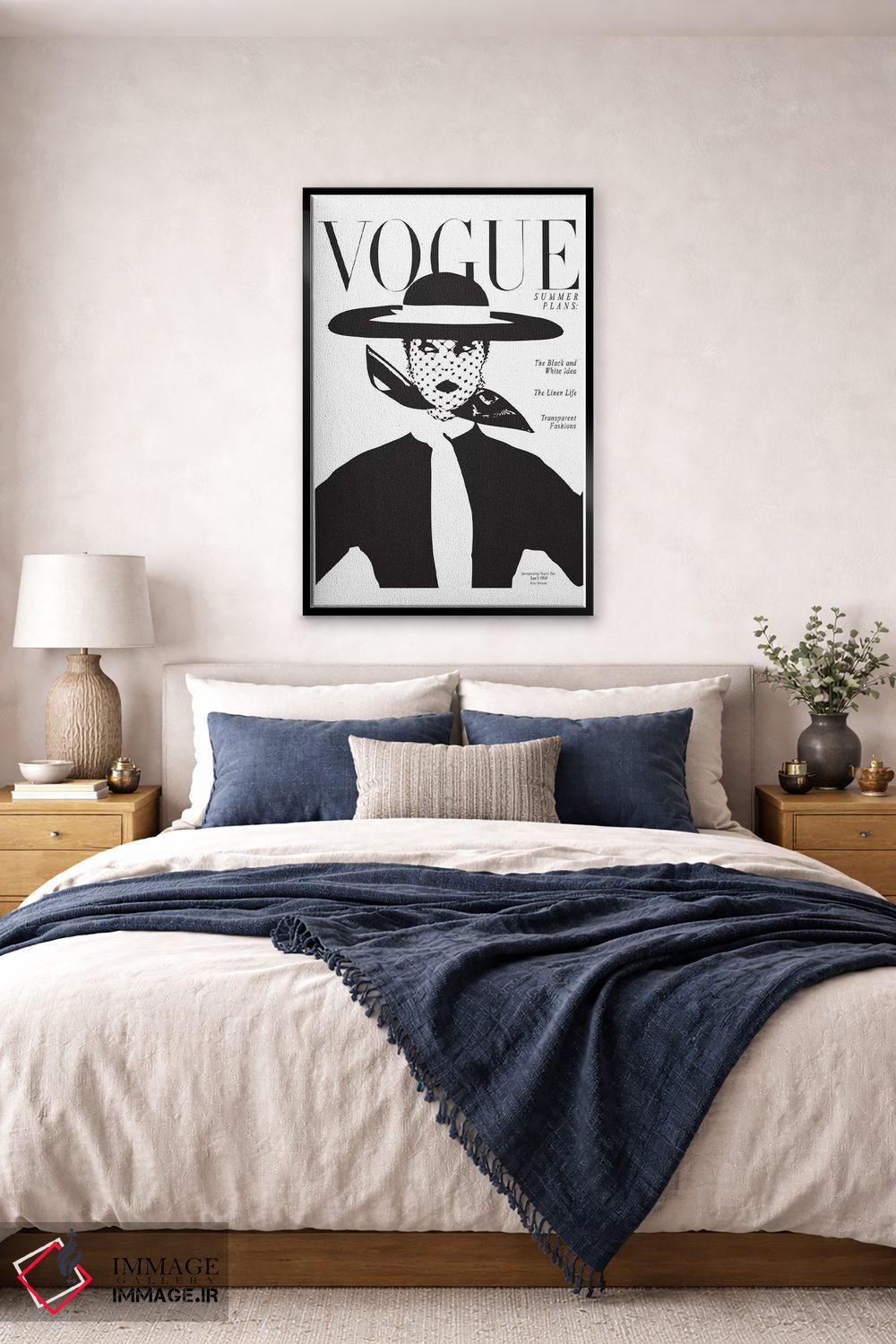 تابلو دکوراتیو Black And White Fashion Print,جلد قدیمی ووگ، چاپ مد سیاه و… اثر هانی مون هتل - D6B