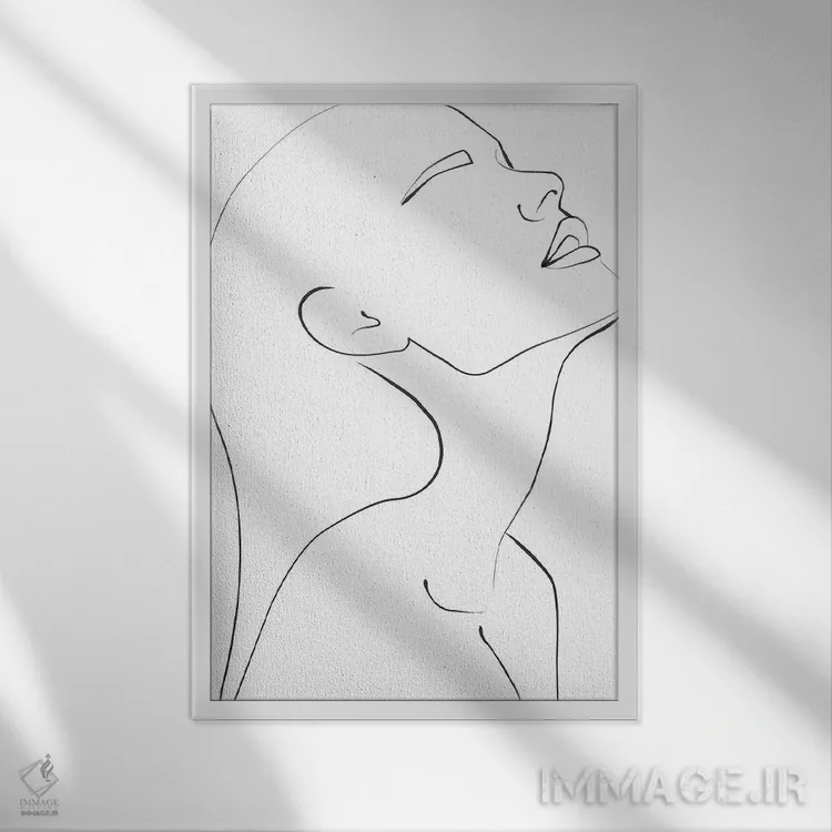 تابلو مینیمال پرتره نیم تنه اثر هانی مون هتل - نمای قابدار سفید