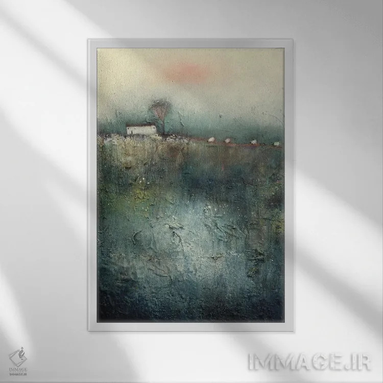 تابلو انتزاعی جذابیت روستایی اثر لیزا هاوس - نمای قابدار سفید