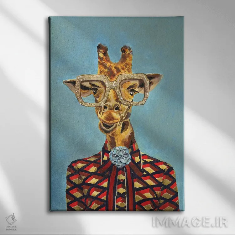 تابلو دکوراتیو زرافه گوچی اثر هدر پری - نمای روبهرو روی دیوار