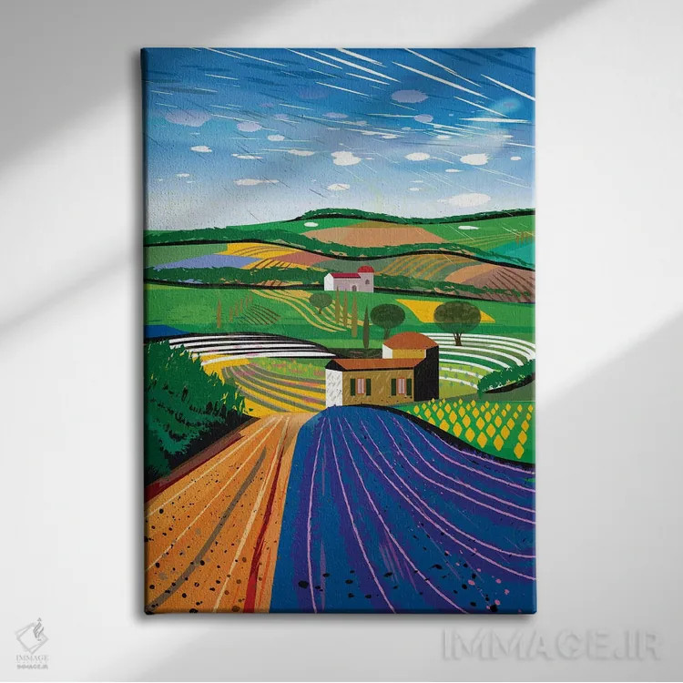 تابلو دکوراتیو مزرعه اسطوخودوس اثر چارلز هارکر - نمای روبهرو روی دیوار