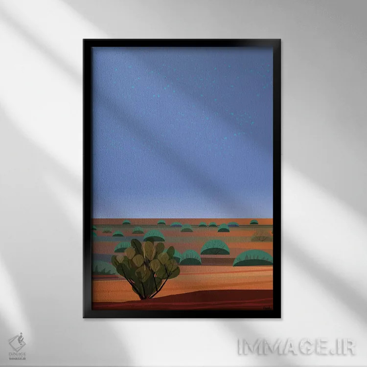 تابلو دکوراتیو گرگ و میش کویر اثر چارلز هارکر - نمای قابدار مشکی