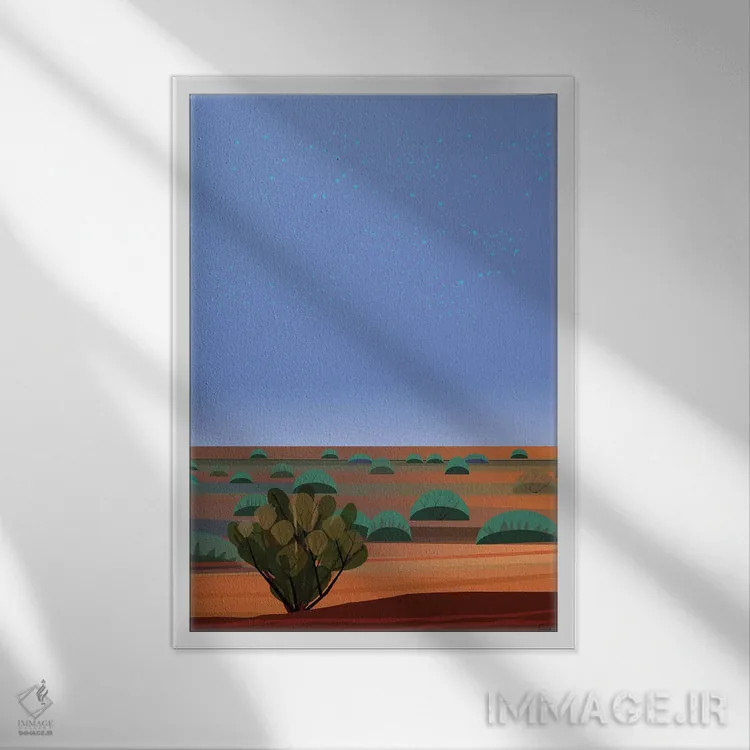 تابلو دکوراتیو گرگ و میش کویر اثر چارلز هارکر - نمای قابدار سفید