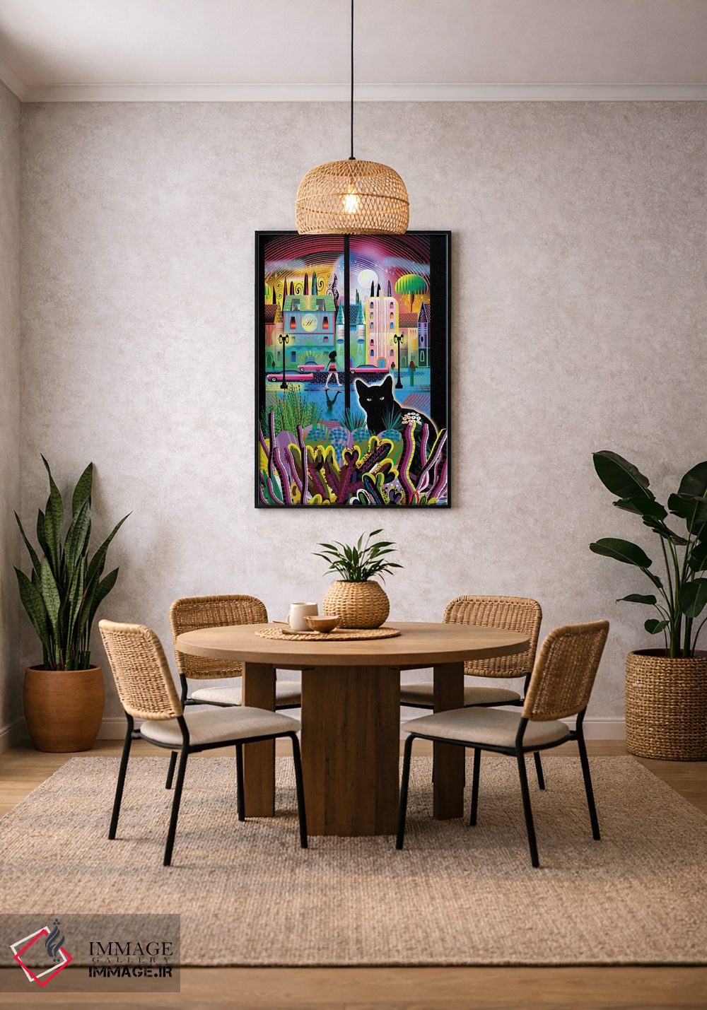تابلو دکوراتیو گربه ماه کن اثر چارلز هارکر - D5B
