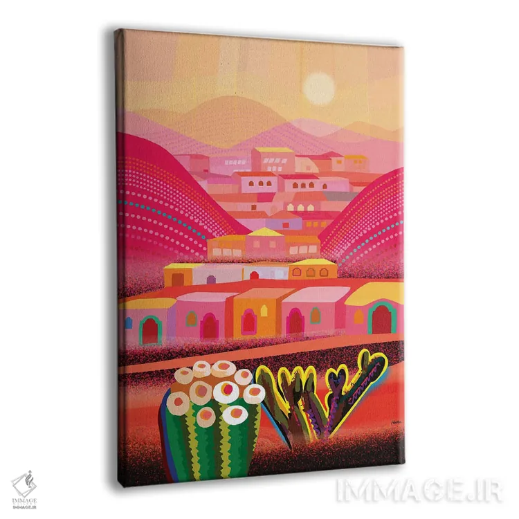 تابلو دکوراتیو روستای بیابانی اثر چارلز هارکر - نمای پرسپکتیو محصول