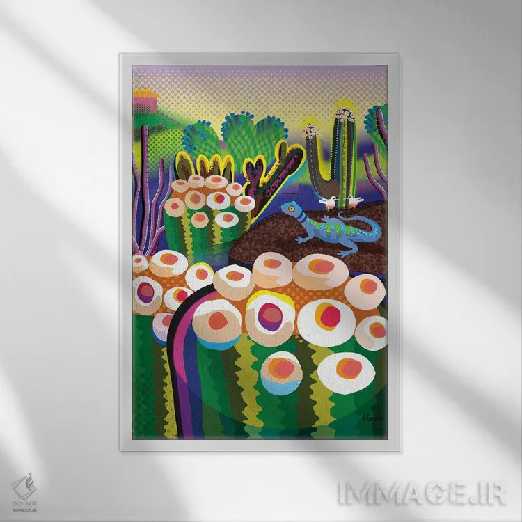 تابلو دکوراتیو پارک کاکتوس اثر چارلز هارکر - نمای قابدار سفید