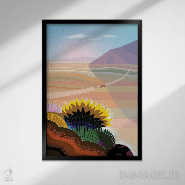 تابلو مدرن بیابان بزرگ موجاوی اثر چارلز هارکر - نمای قابدار مشکی