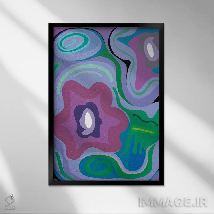 تابلو انتزاعی چرخش اثر چارلز هارکر - نمای قابدار مشکی