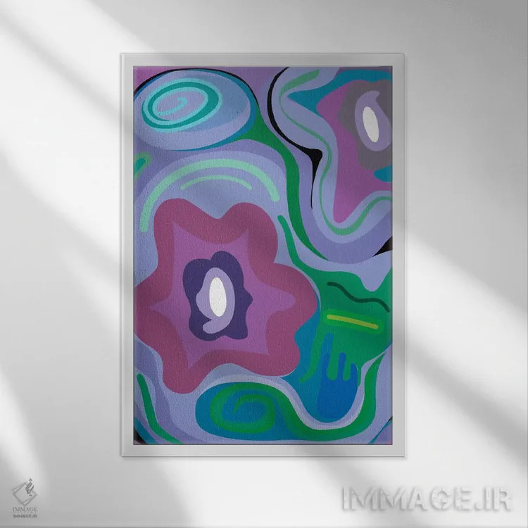 تابلو انتزاعی چرخش اثر چارلز هارکر - نمای قابدار سفید